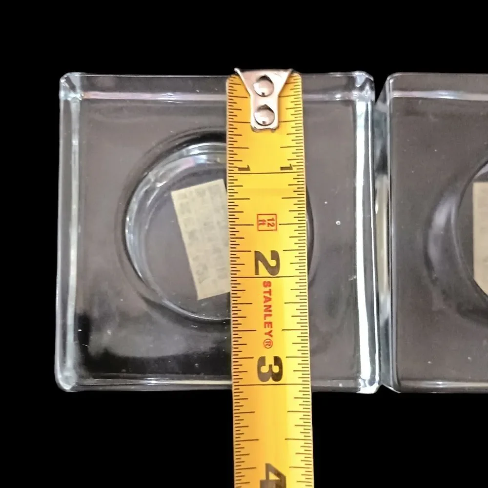 2 IKEA Glass Candle Holders Icy Clear Christmas Square Ice Cube Votive Tealight.